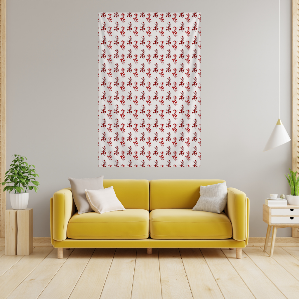 Burgundy Baroque Swirls Wall Tapestry