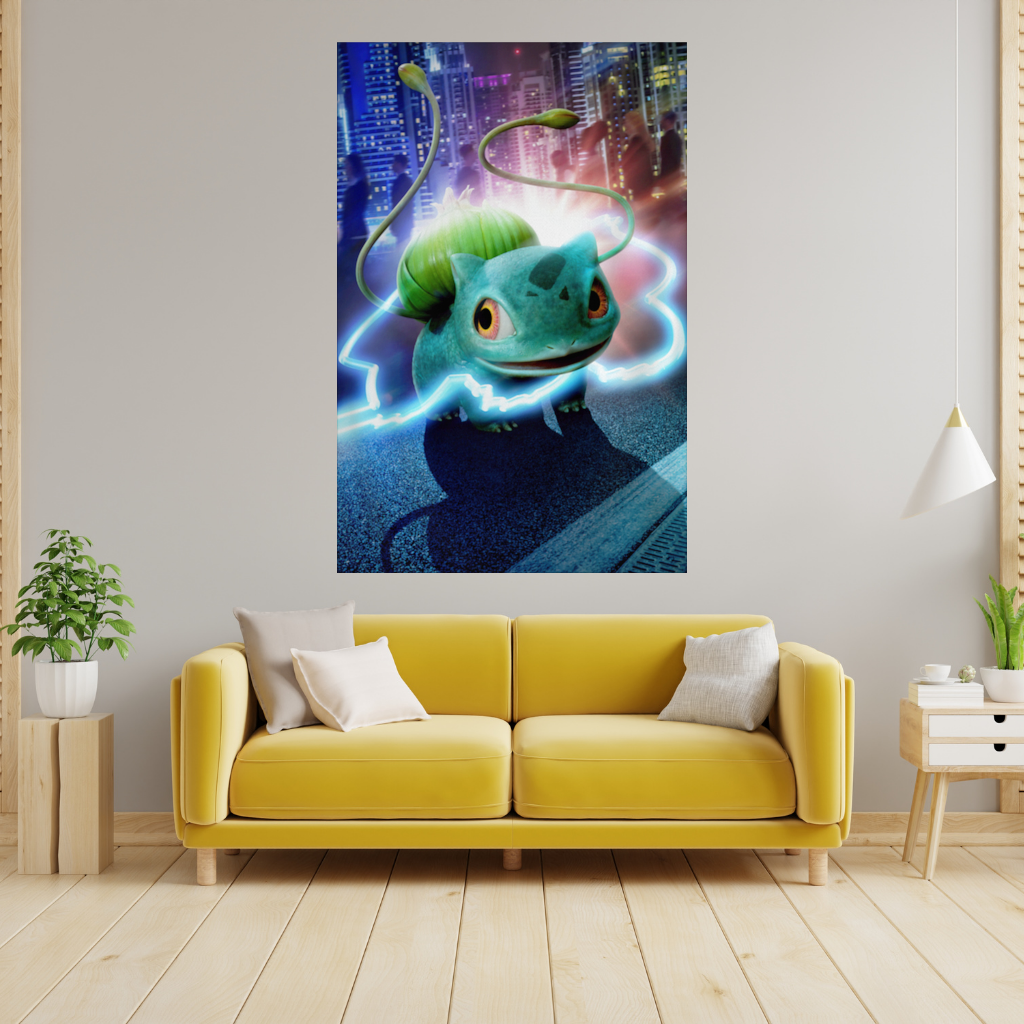 Glowing Neon Creature in Night City Wall Tapestry