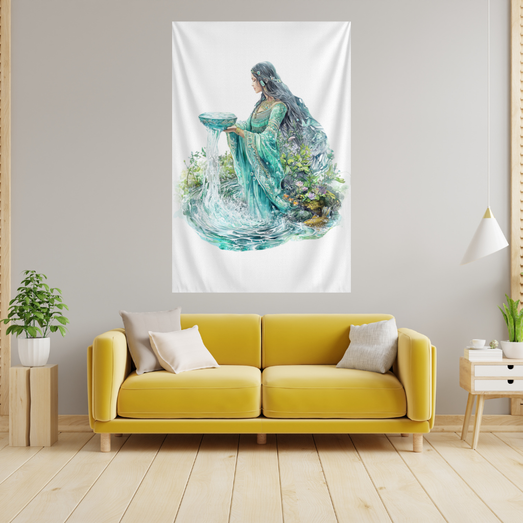 Ethereal Water Goddess Wall Tapestry