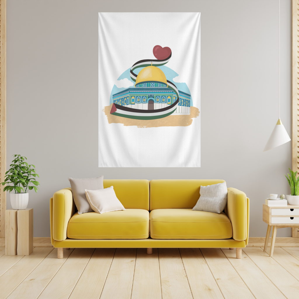 Kubbet-üs Sahra with the Palestinian flag and a heart Wall Tapestry