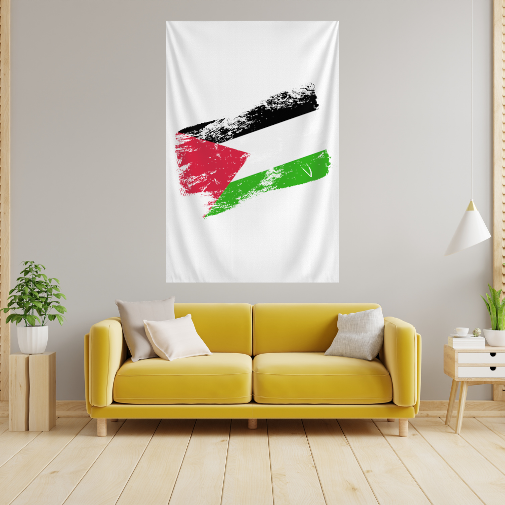 Palestine Resistance Flag Brush Stroke Wall Tapestry