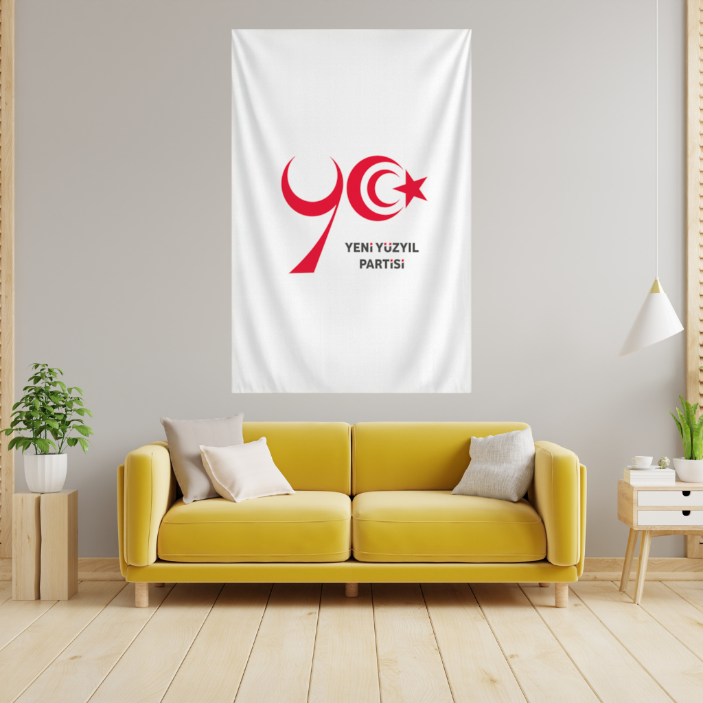 Beyaz Zemin Üzerinde Yeni Yüzyıl Partisi Logosu Duvar Örtüsü