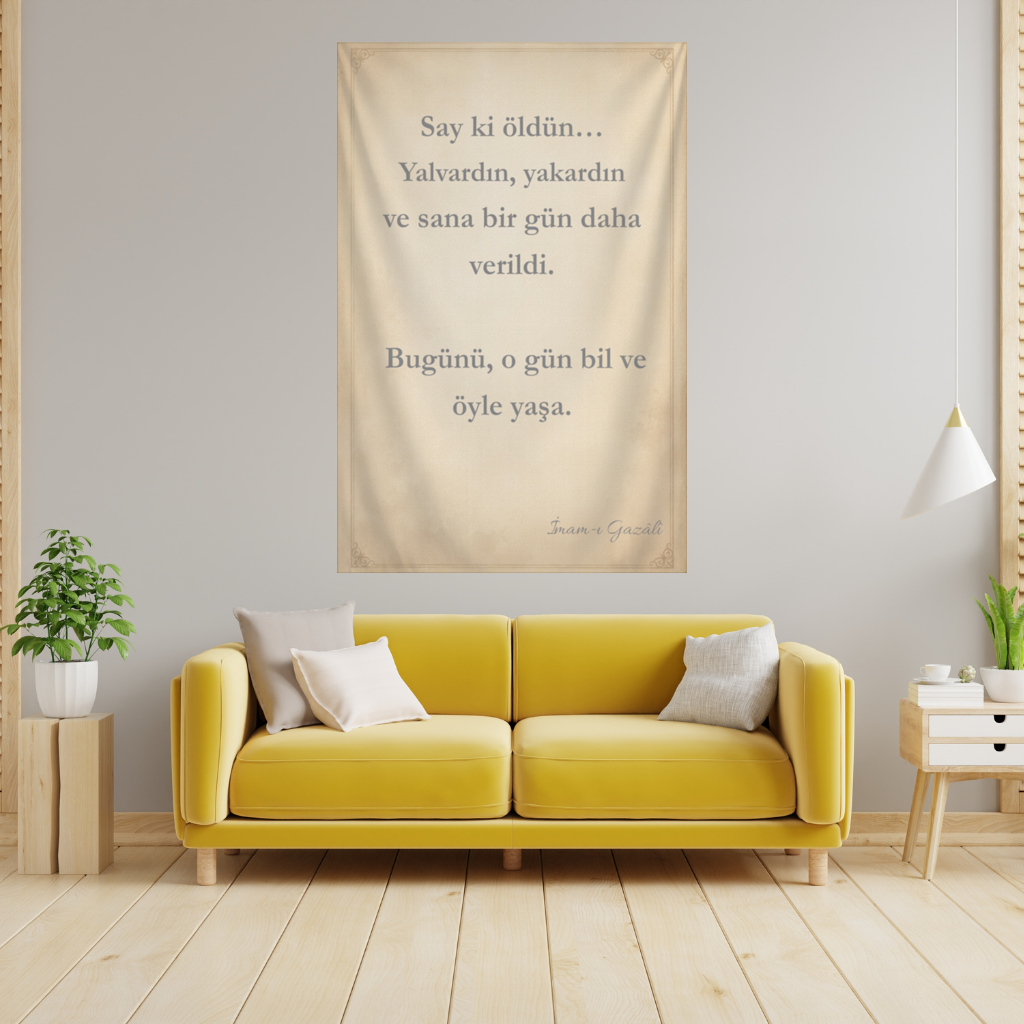 Imam Al-Ghazali Meaningful Quote Say ki öldün... Wall Tapestry