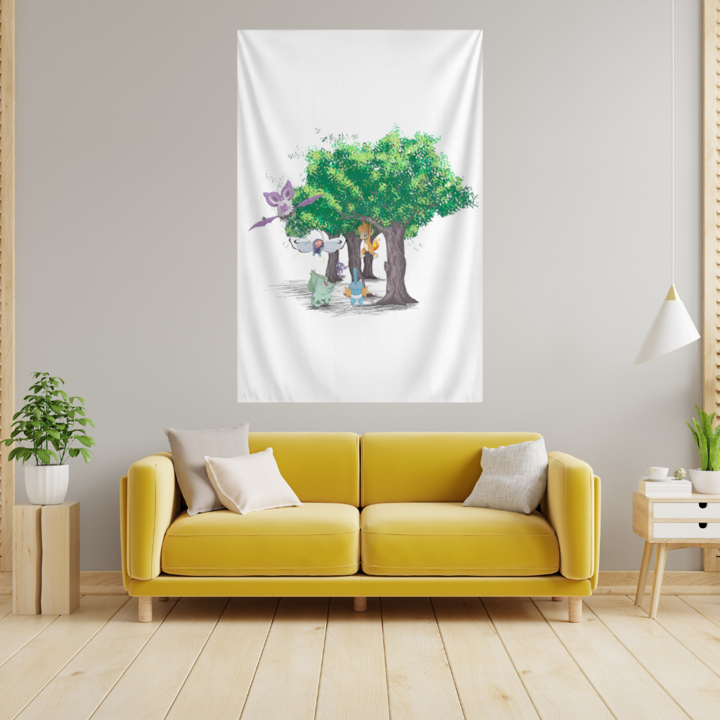 Fanmade Fakemon Characters, happy friends, anime characters Wall Tapestry