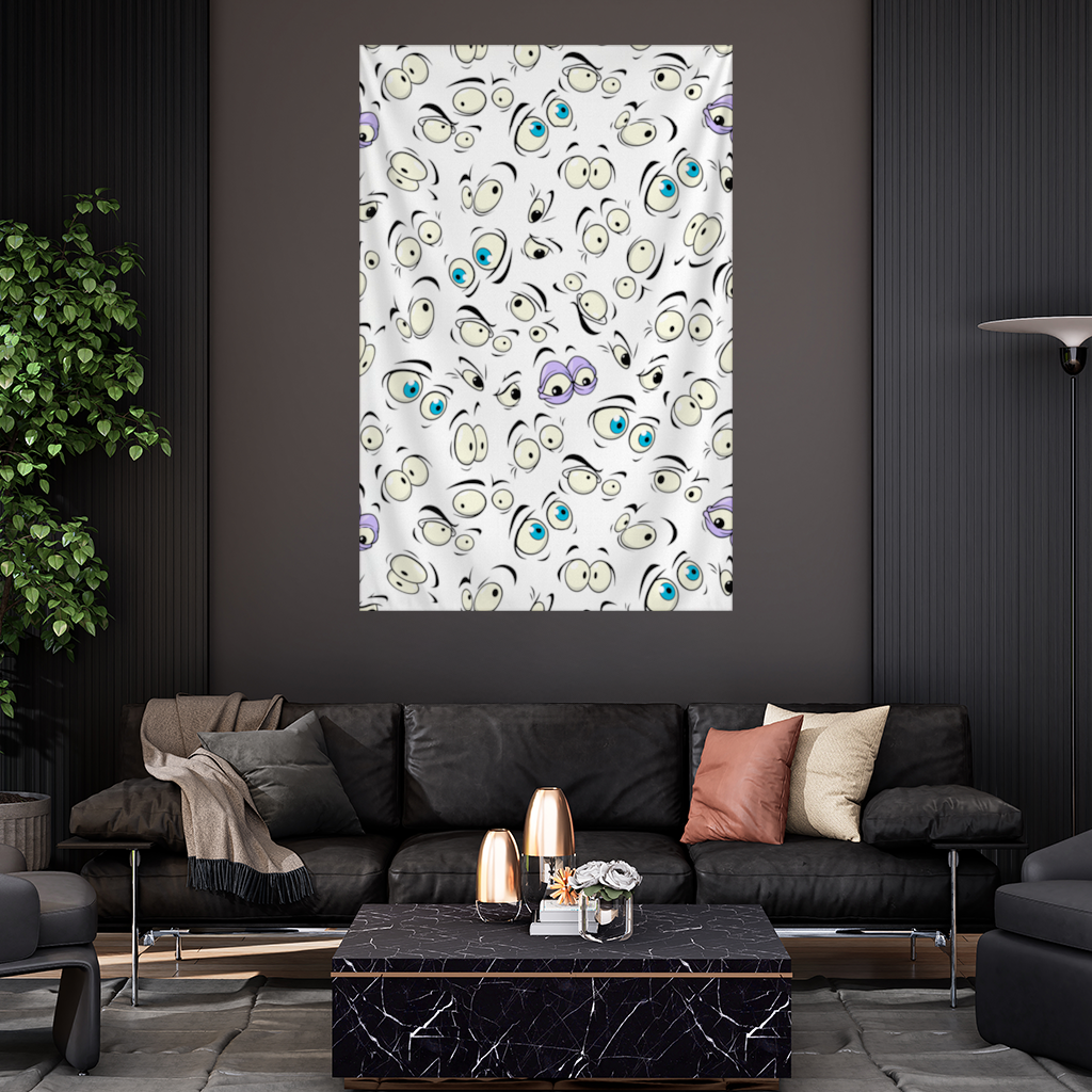 Funny Cartoon Eyes Pattern Wall Tapestry