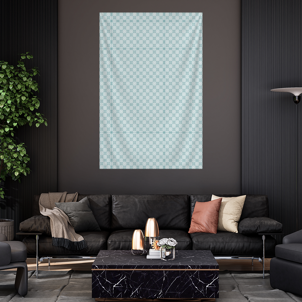 Mavi Piksel Geometrik Süsleme Deseni Duvar Örtüsü