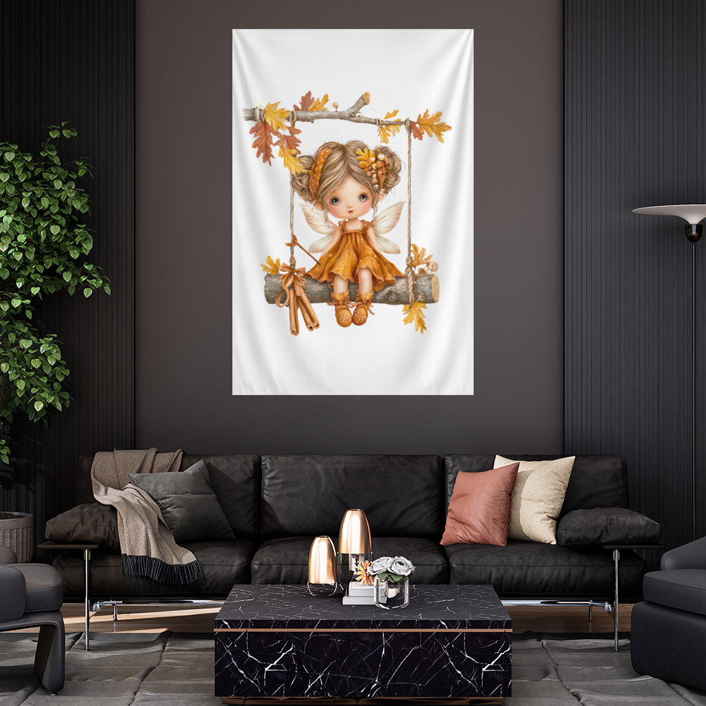Whimsical Autumn Forest Fairy Wall Tapestry