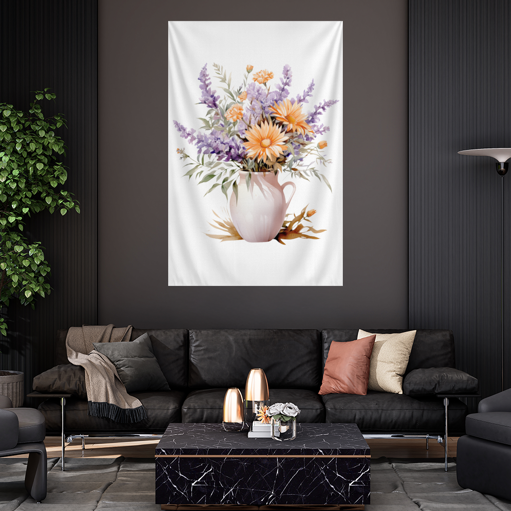 Cottagecore Wildflower Pitcher Wall Tapestry