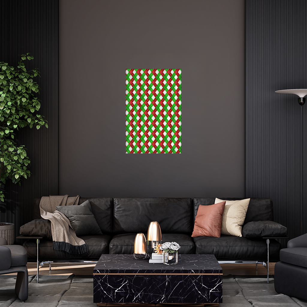 Red Green Argyle Plaid Background Pattern Wall Tapestry