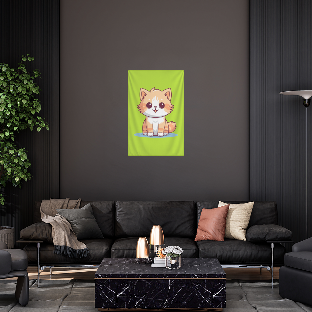 Cute Orange Cat Illustration Wall Tapestry