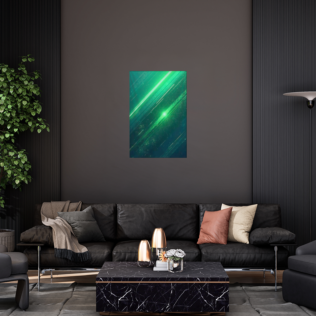 Green bright strips on black background. Wall Tapestry