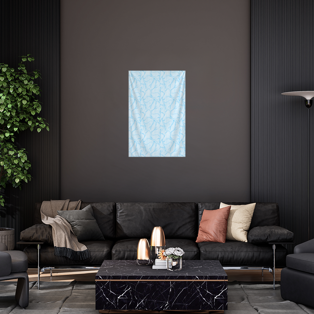 Blue Wavy Linear Abstract Pattern Wall Tapestry