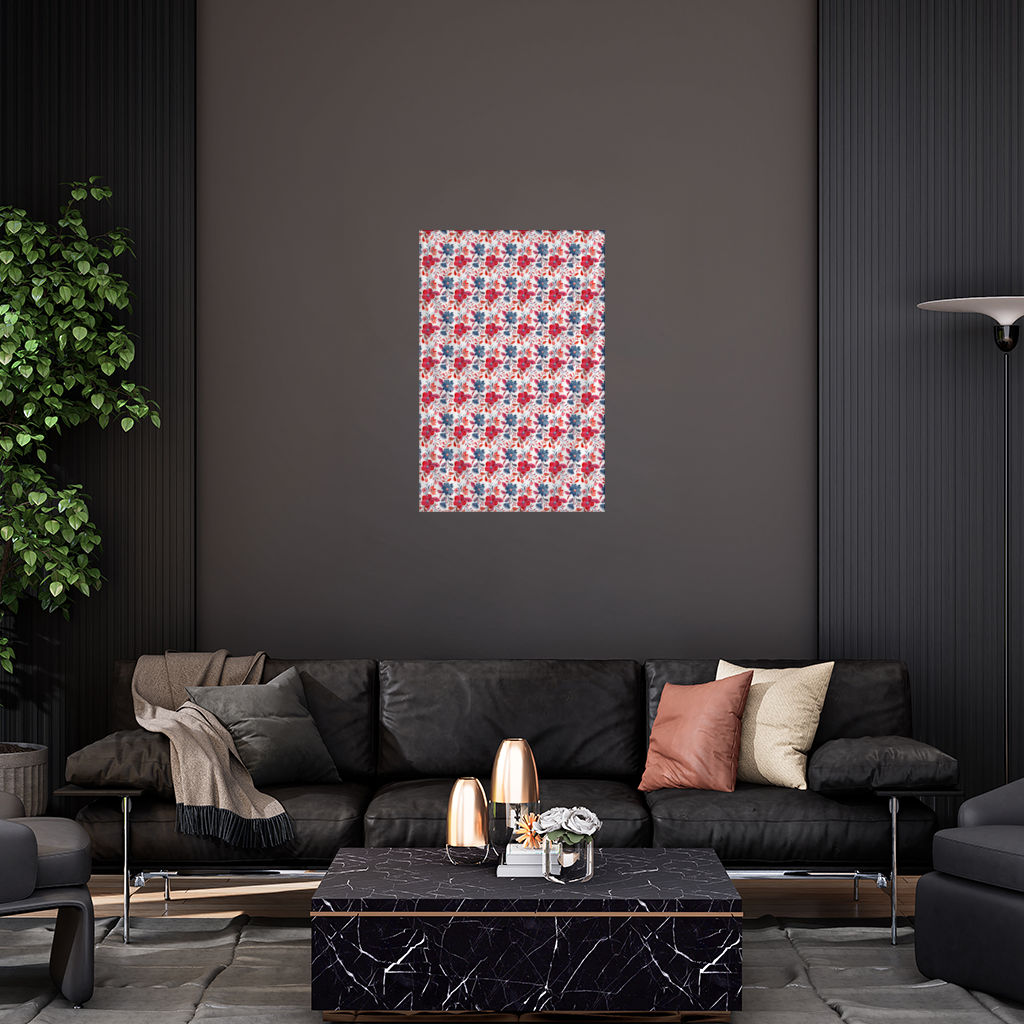 Watercolor Red Navy Floral Wall Tapestry