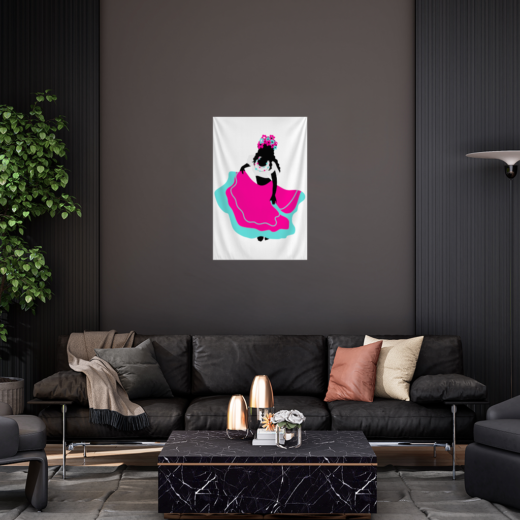 Mexican Folklorico Dancer Silhouette Wall Tapestry
