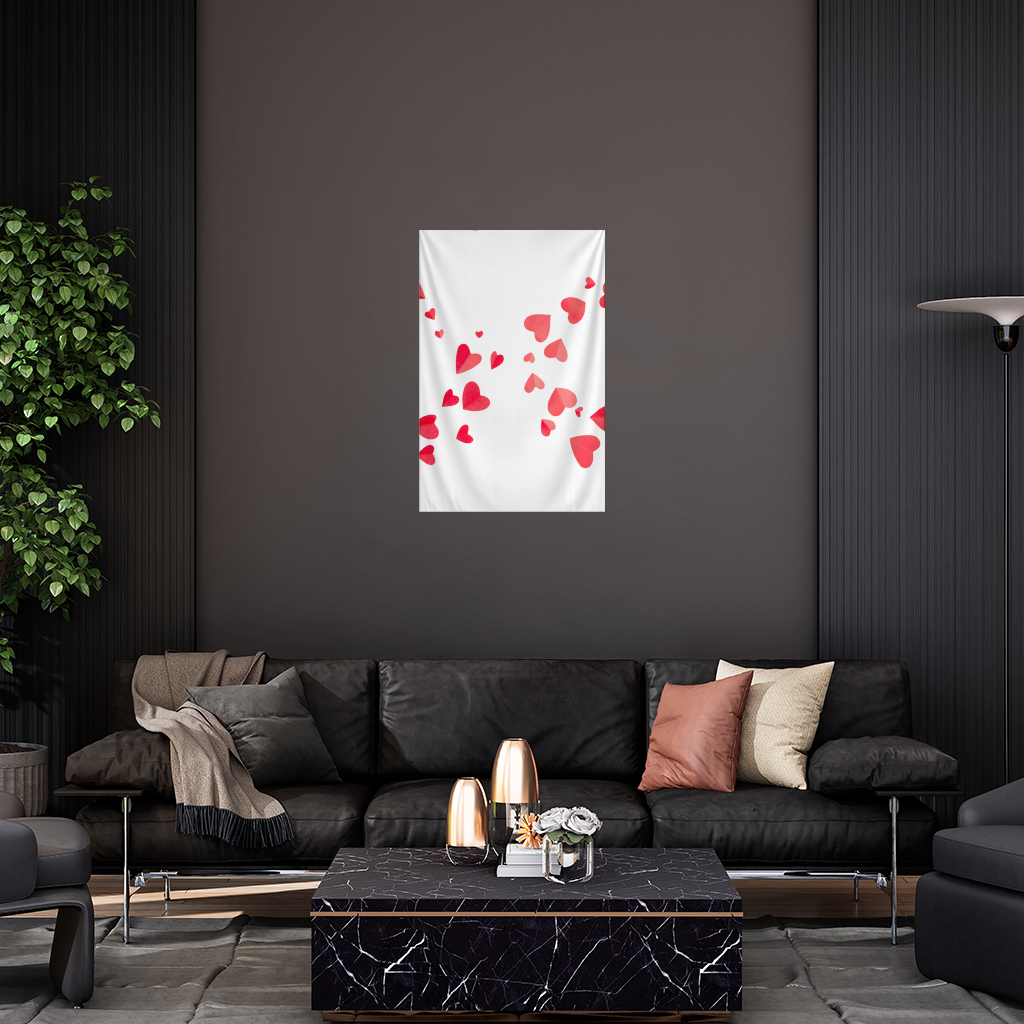 Red Hearts Frame Design Wall Tapestry