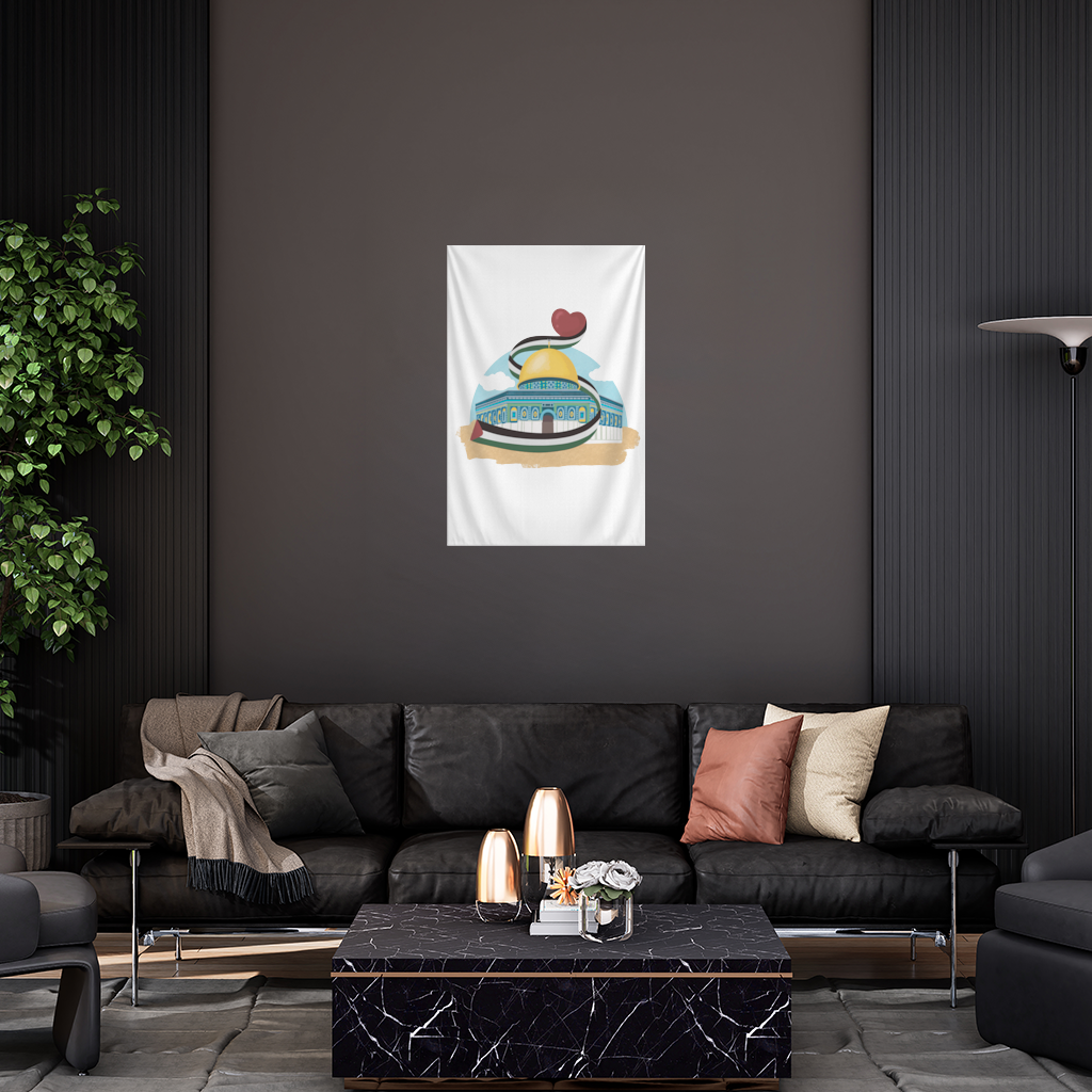 Kubbet-üs Sahra with the Palestinian flag and a heart Wall Tapestry