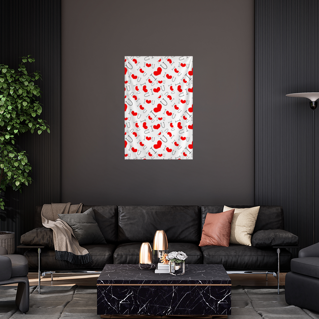 Valentines Day I Love You Heart Pattern Romantic Design Wall Tapestry