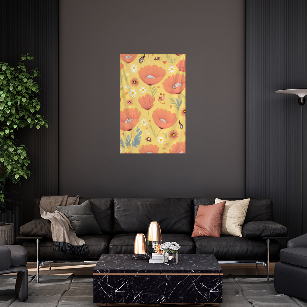 Floral Insect Pattern Colorful Design Wall Tapestry