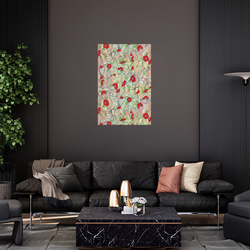 Floral Retro Wavy Pattern Wall Tapestry