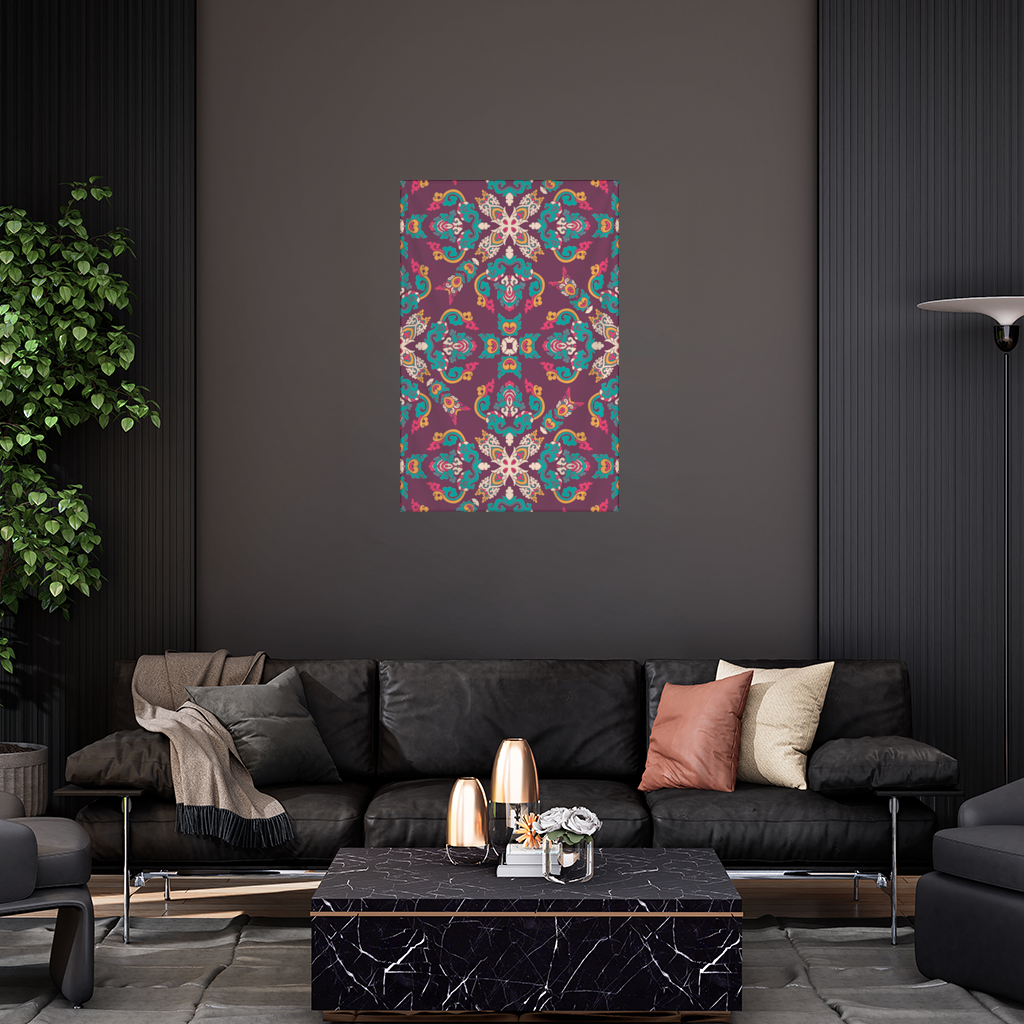 Otantik Osmanlı Motifli Renkli Mandala Deseni Duvar Örtüsü