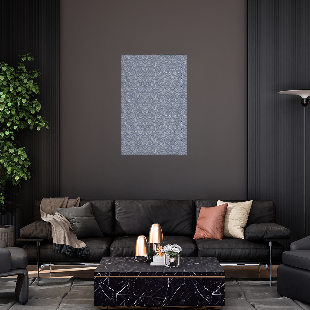 Navy and White Semi Circle Geometric Pattern Wall Tapestry