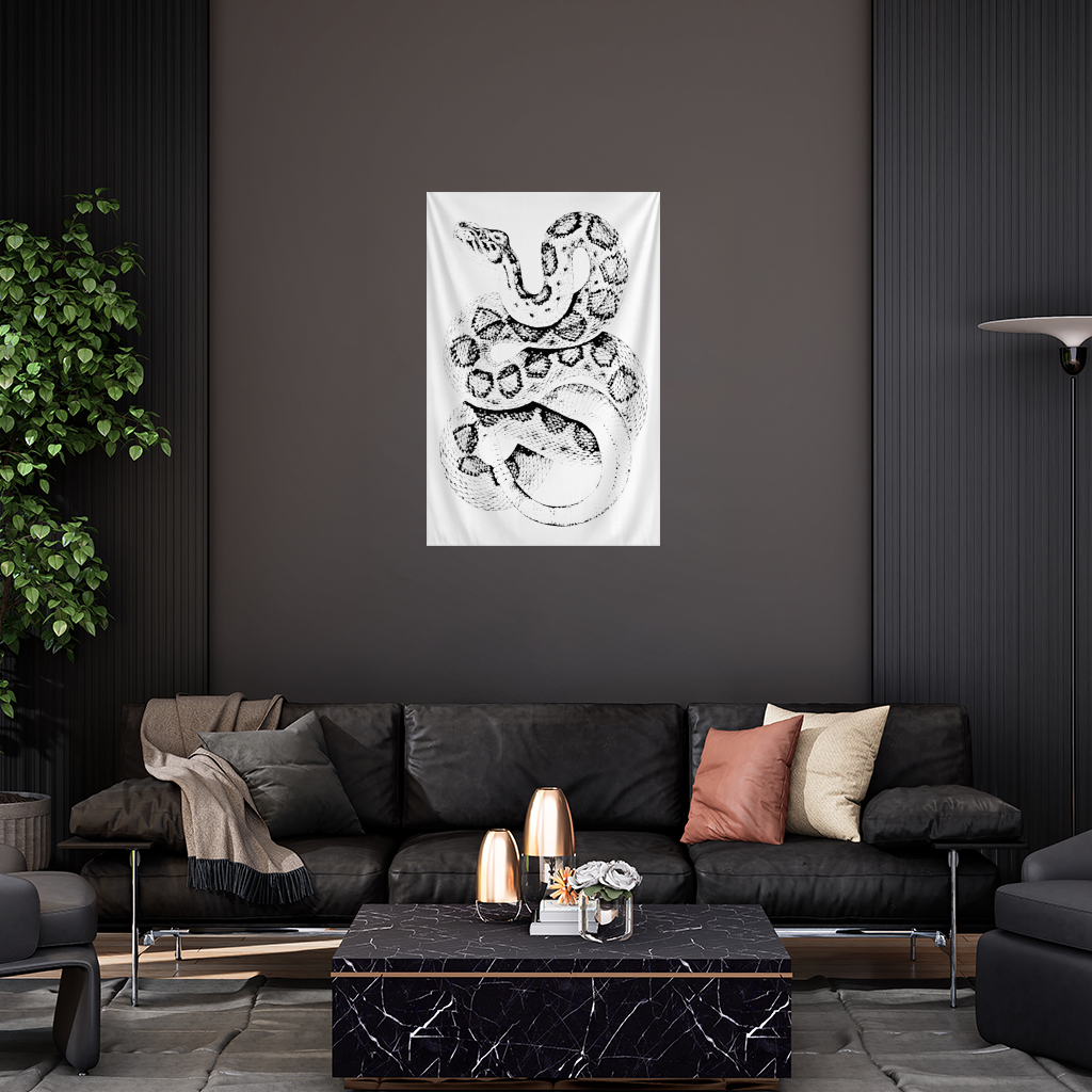 Detailed Vintage Rattlesnake Illustration Wall Tapestry