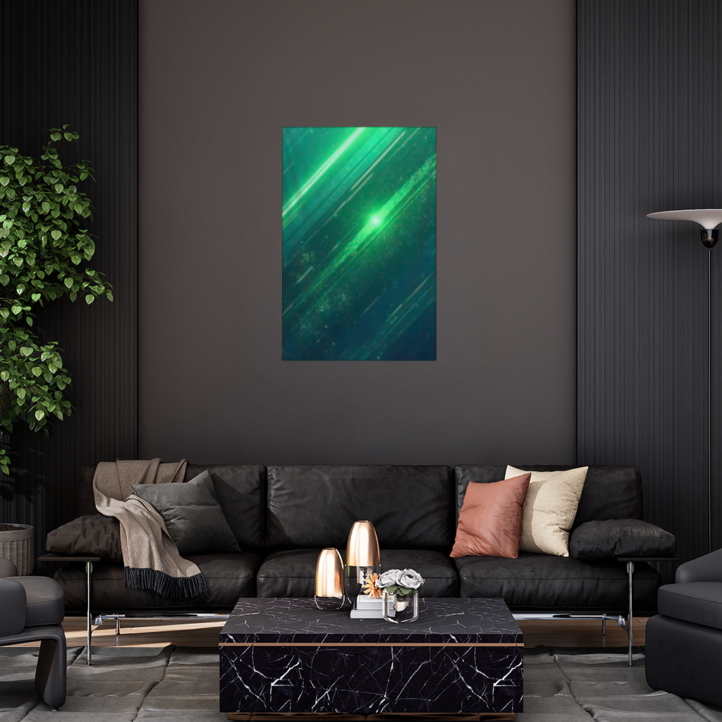 Green bright strips on black background. Wall Tapestry