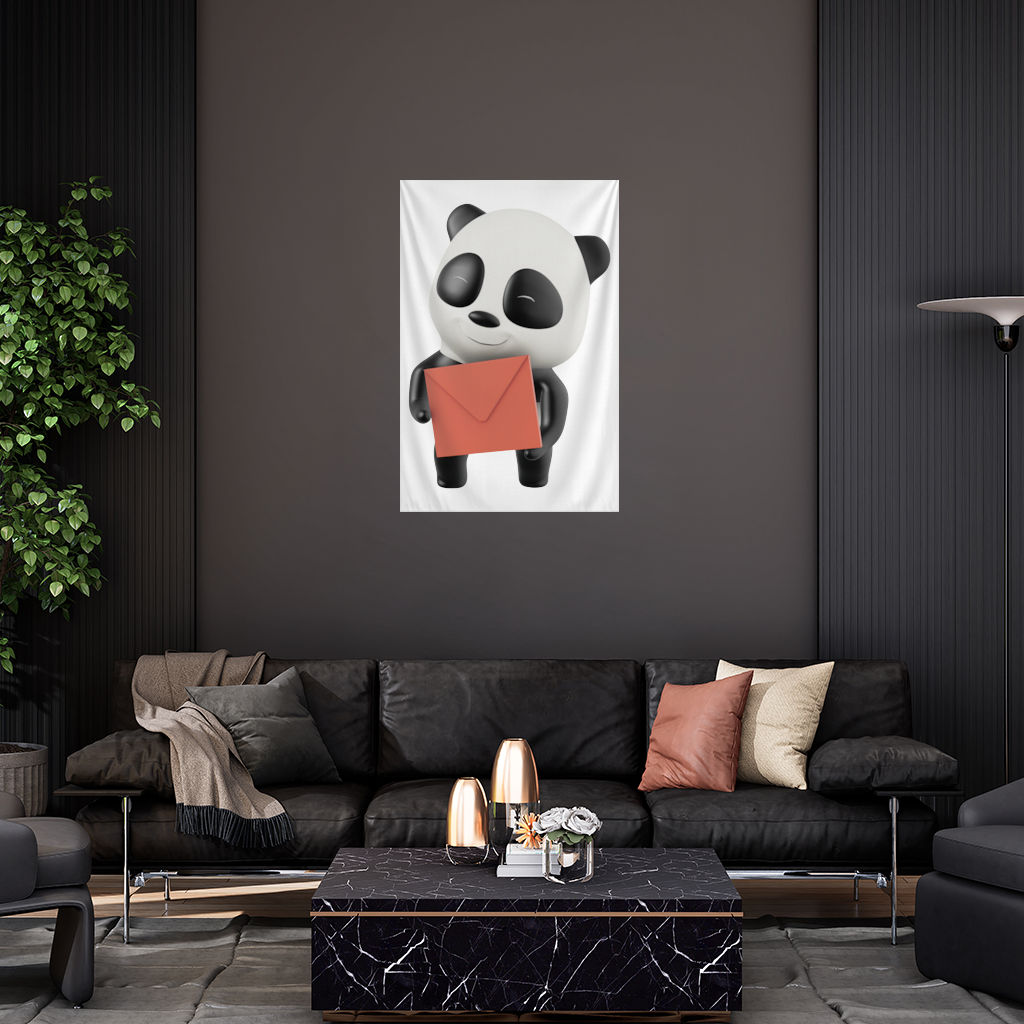Happy Panda Character Holding Red Envelope Wall Tapestry