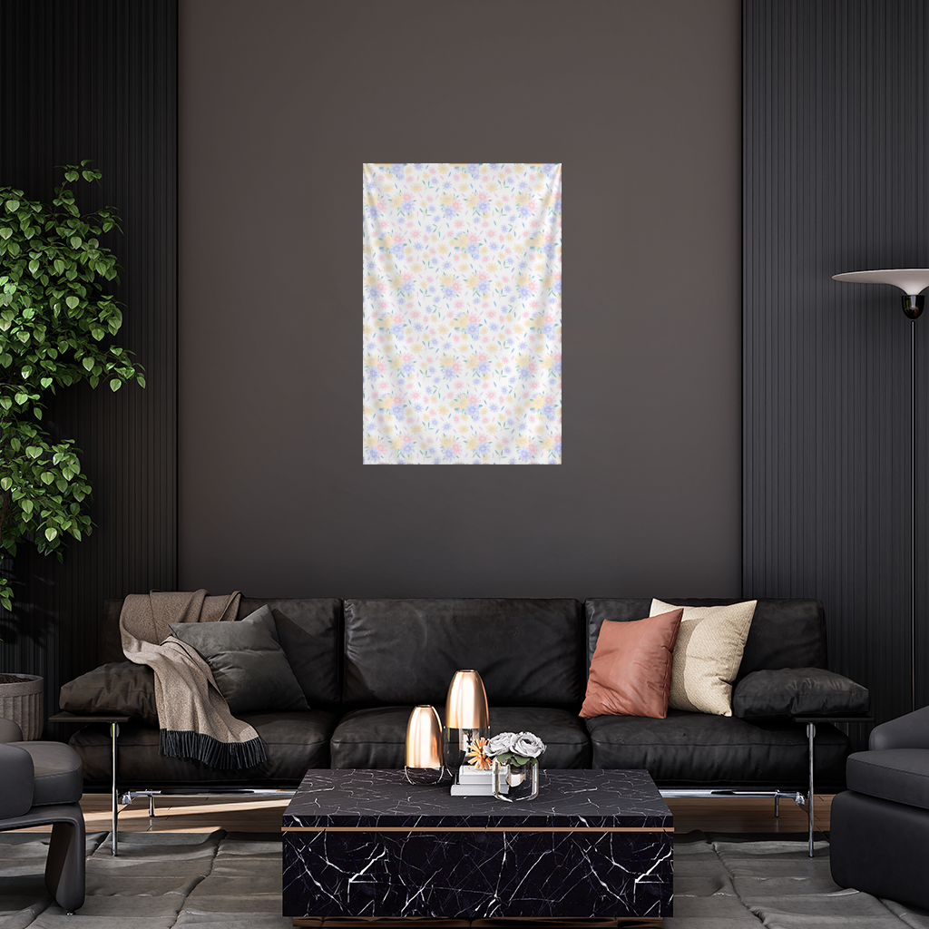Colorful Pastel Spring Floral Pattern Wall Tapestry