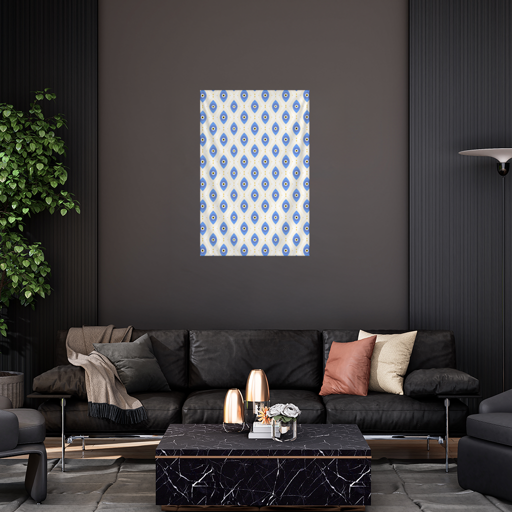 Modern Evil Eye Pattern with Sunburst Rays Wall Tapestry