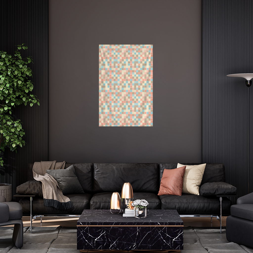 Colorful Modern Geometric Square Pattern Wall Tapestry