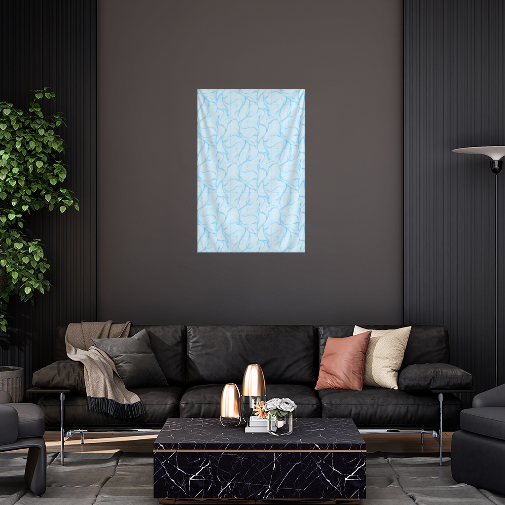 Blue Wavy Linear Abstract Pattern Wall Tapestry