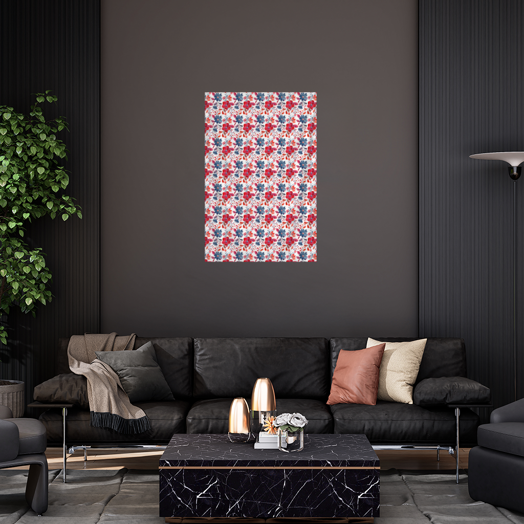Watercolor Red Navy Floral Wall Tapestry