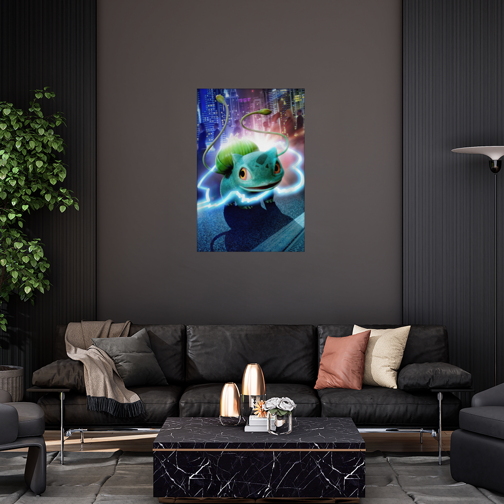 Glowing Neon Creature in Night City Wall Tapestry