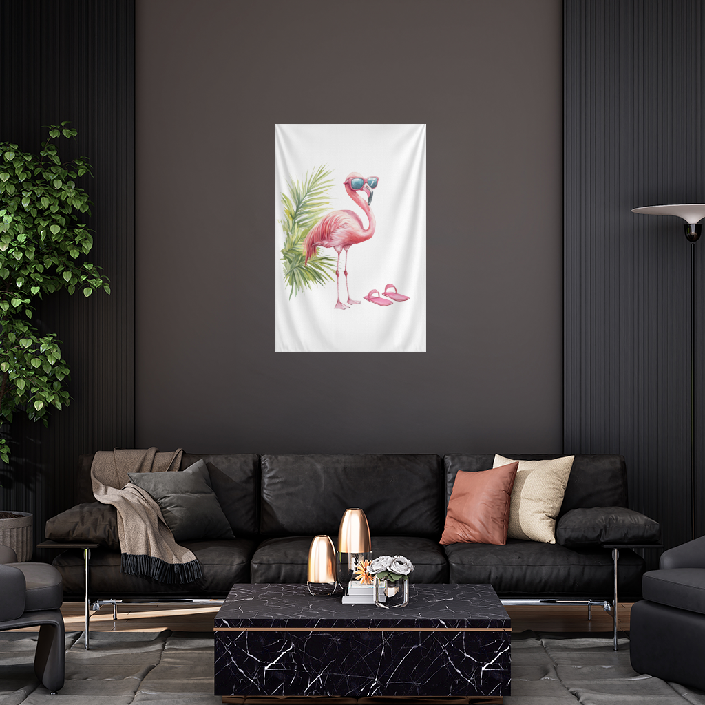 Pink Flamingo with Sunglasses Wall Tapestry
