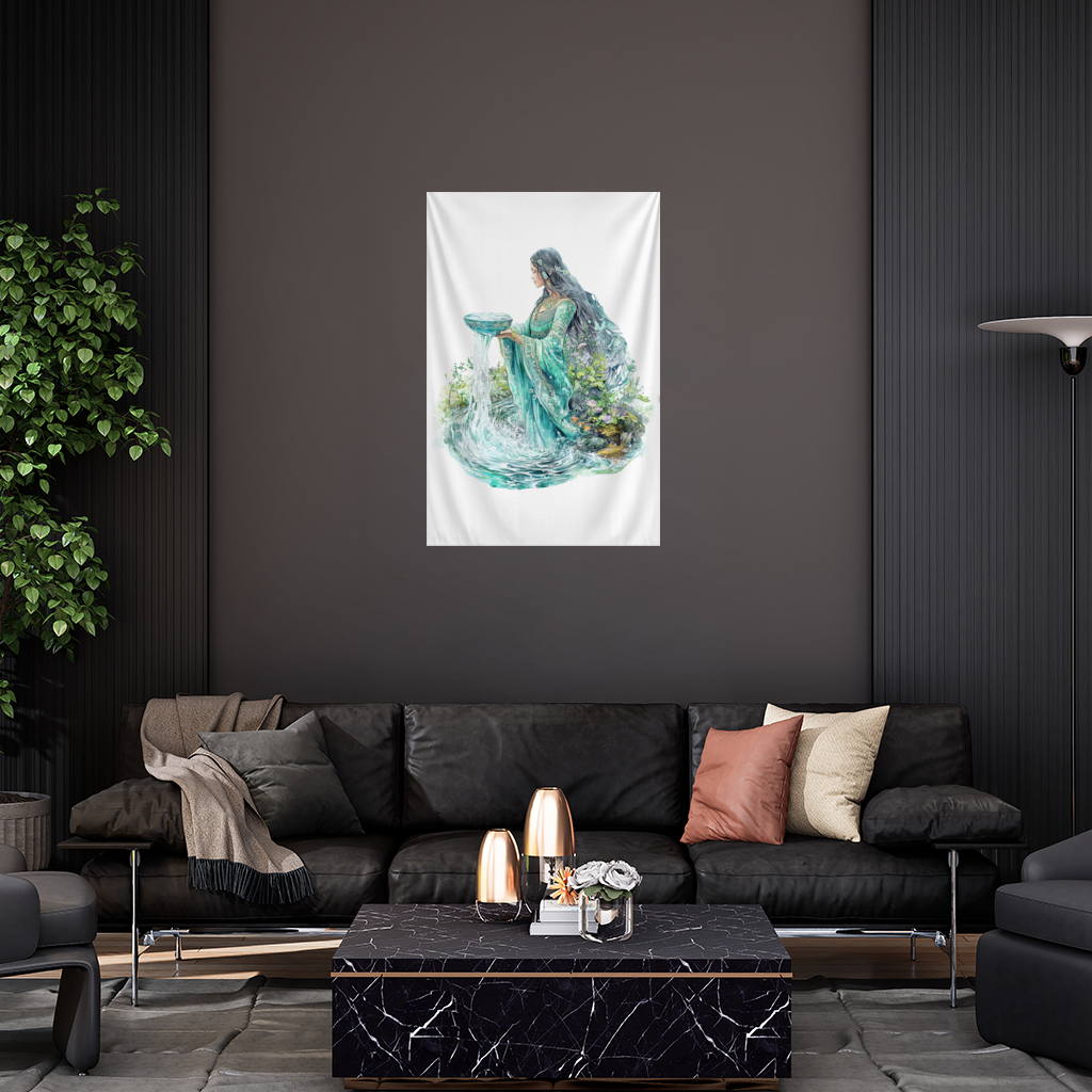 Ethereal Water Goddess Wall Tapestry