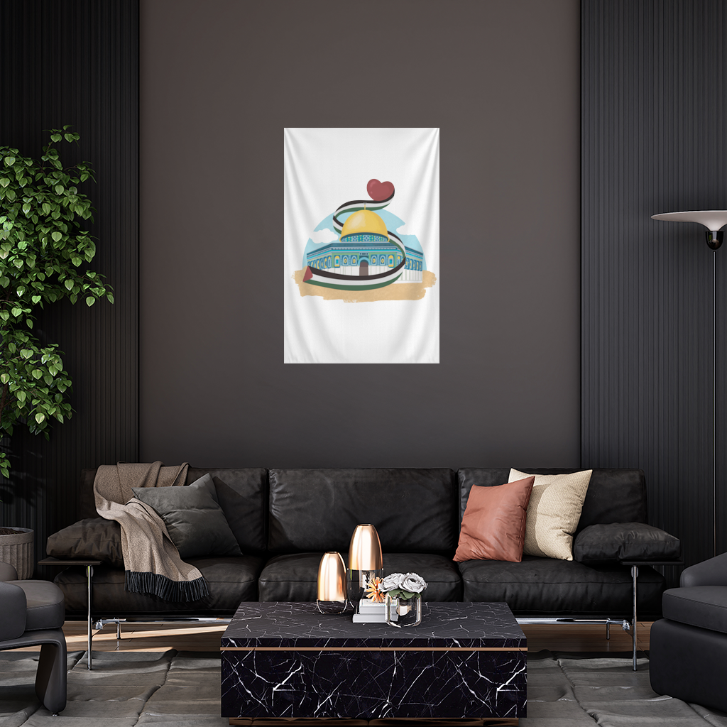 Kubbet-üs Sahra with the Palestinian flag and a heart Wall Tapestry