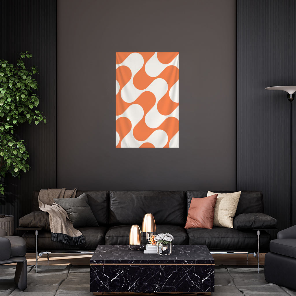 Retro 70s Orange Cream Groovy Curves Wall Tapestry