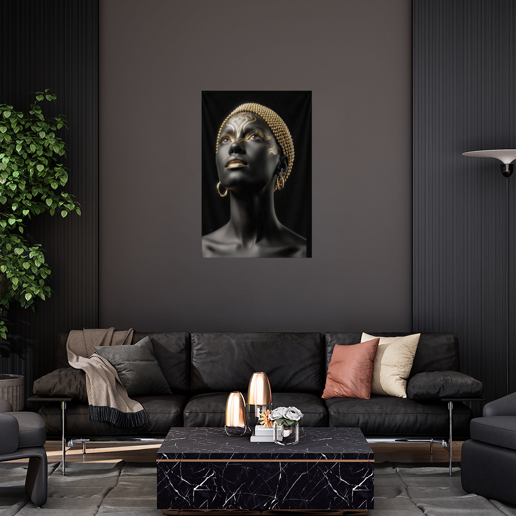 Gold Afrofuturistic Black Woman Wall Tapestry