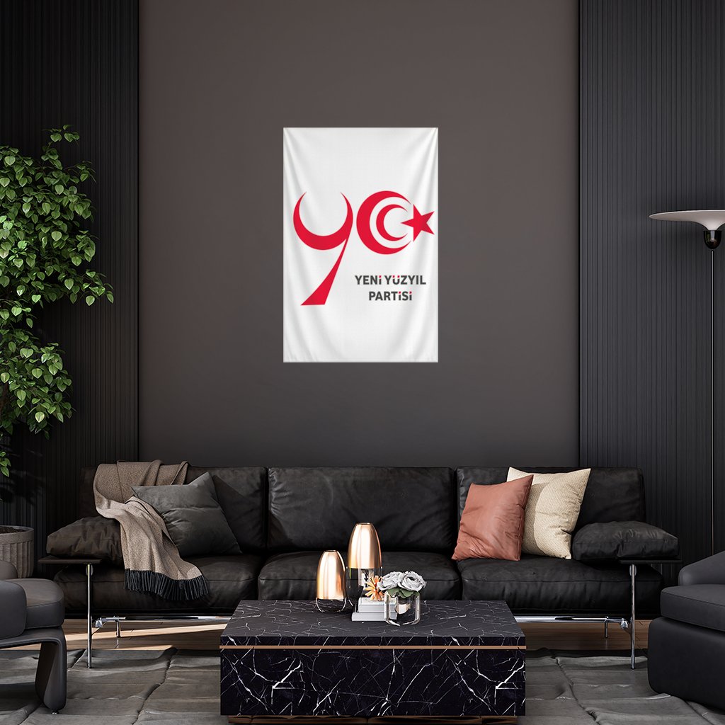Beyaz Zemin Üzerinde Yeni Yüzyıl Partisi Logosu Duvar Örtüsü