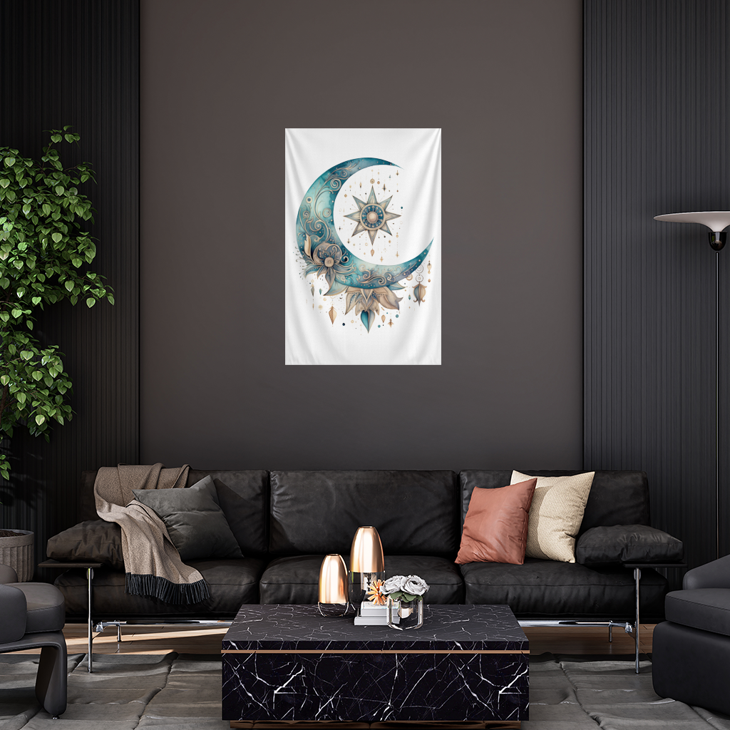 Boho Celestial Sun and Moon Wall Tapestry