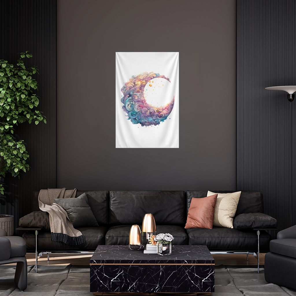 Colorful Swirled Celestial Moon Wall Tapestry