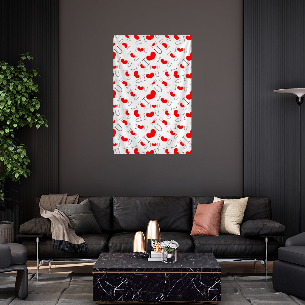 Valentines Day I Love You Heart Pattern Romantic Design Wall Tapestry