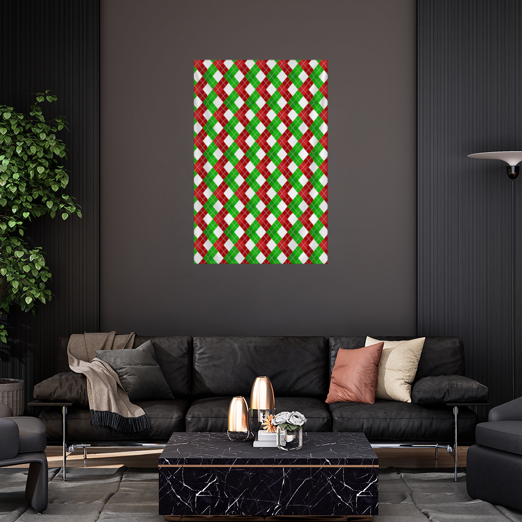 Red Green Argyle Plaid Background Pattern Wall Tapestry