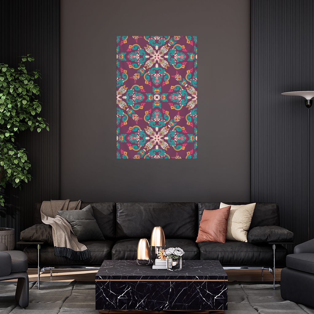 Otantik Osmanlı Motifli Renkli Mandala Deseni Duvar Örtüsü