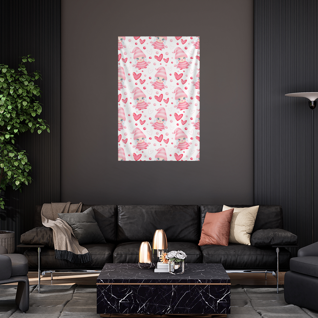 Cute Pink Baby Girl Valentines Day Heart Pattern Design Wall Tapestry