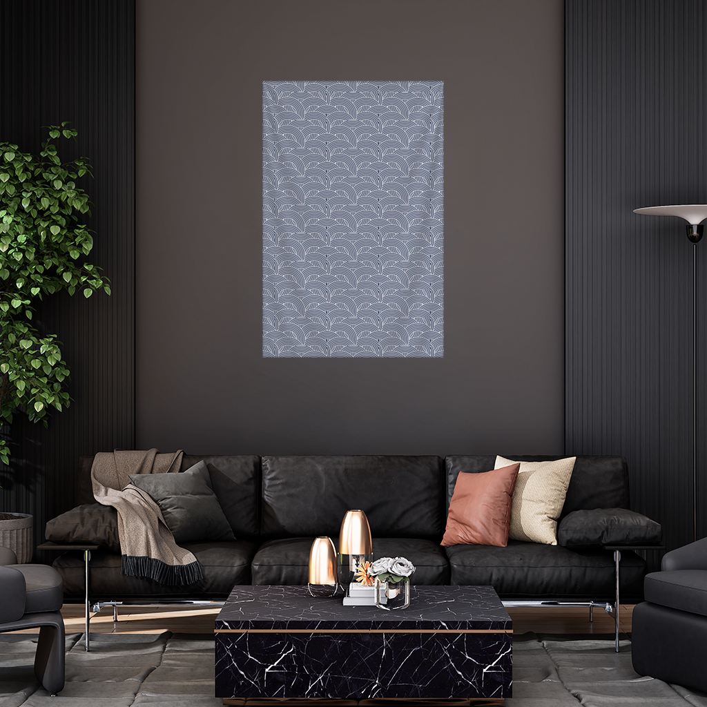 Navy and White Semi Circle Geometric Pattern Wall Tapestry
