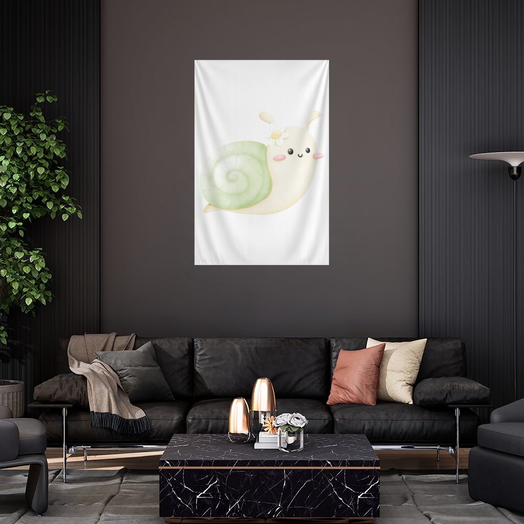 Cute Snail Illustration Wall Tapestry