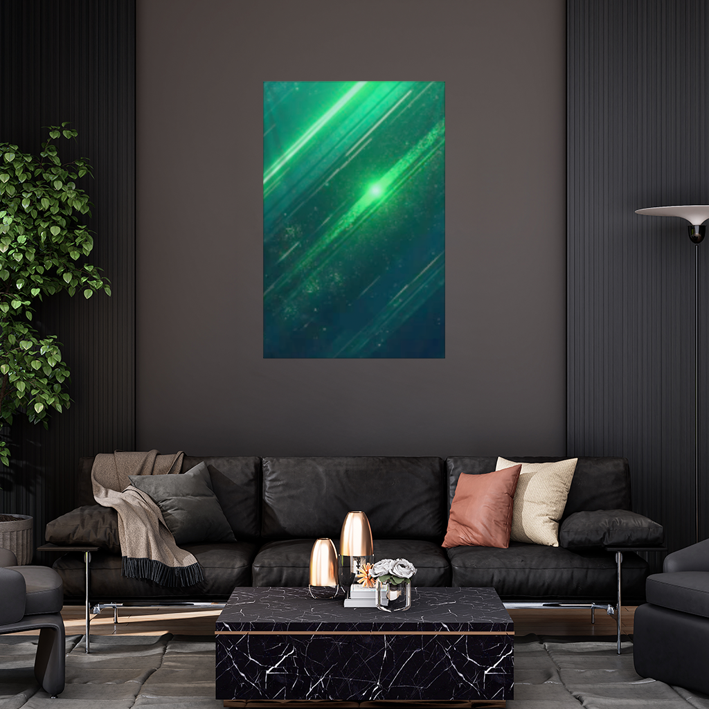 Green bright strips on black background. Wall Tapestry