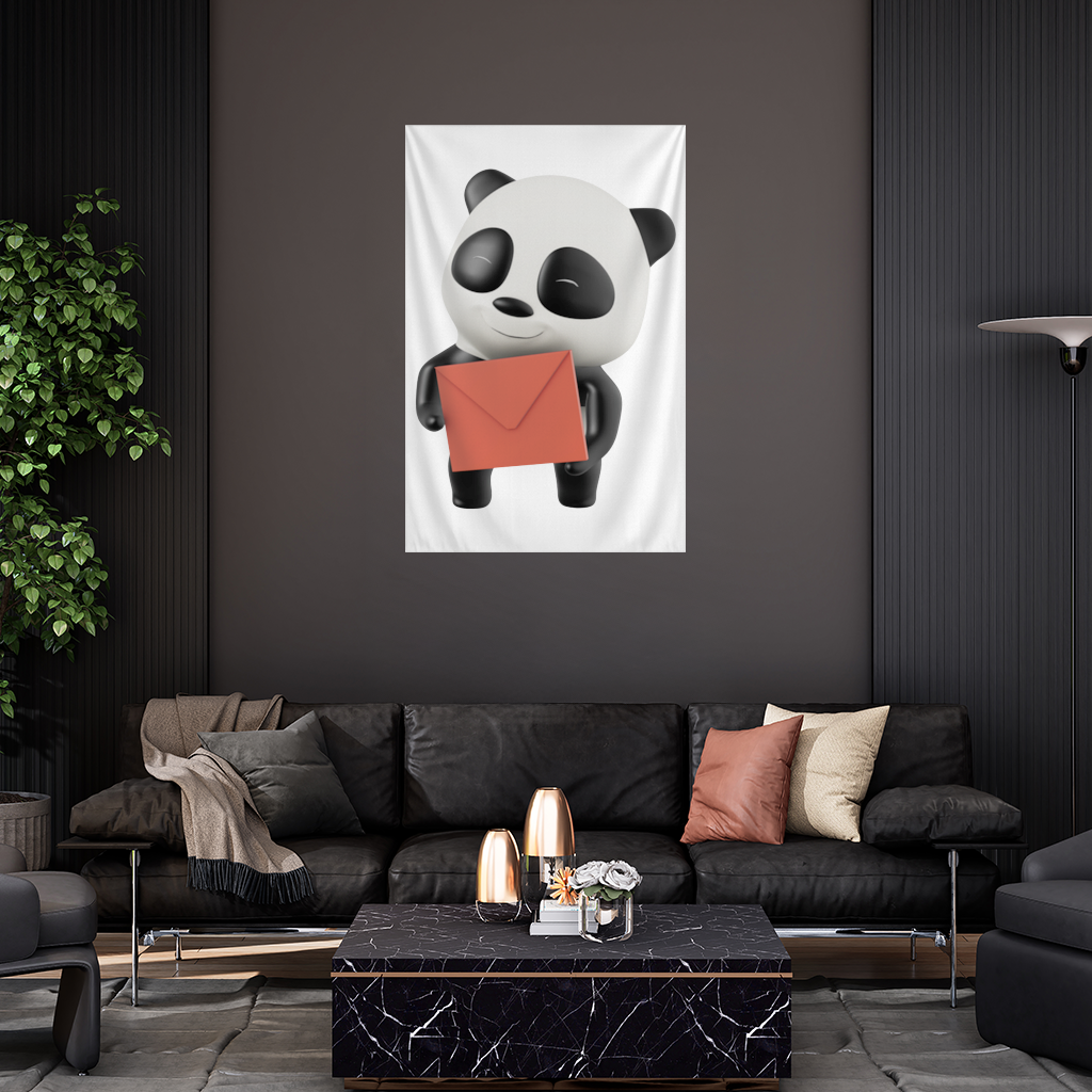 Happy Panda Character Holding Red Envelope Wall Tapestry
